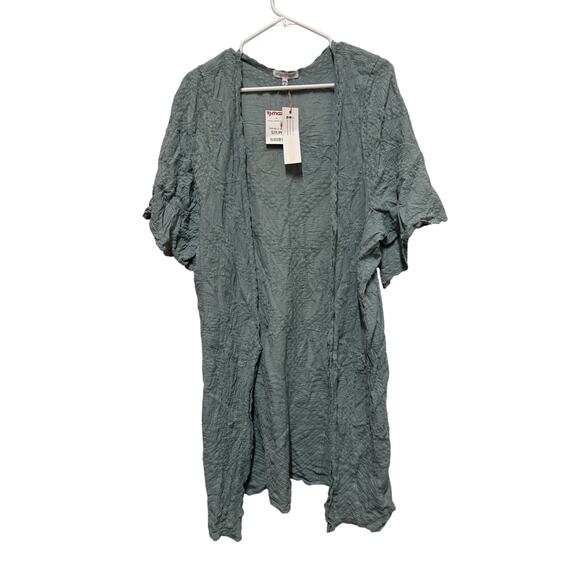 Woven Heart Sage Green Kimono Coverup textured embroidered One Size - Picture 1 of 7